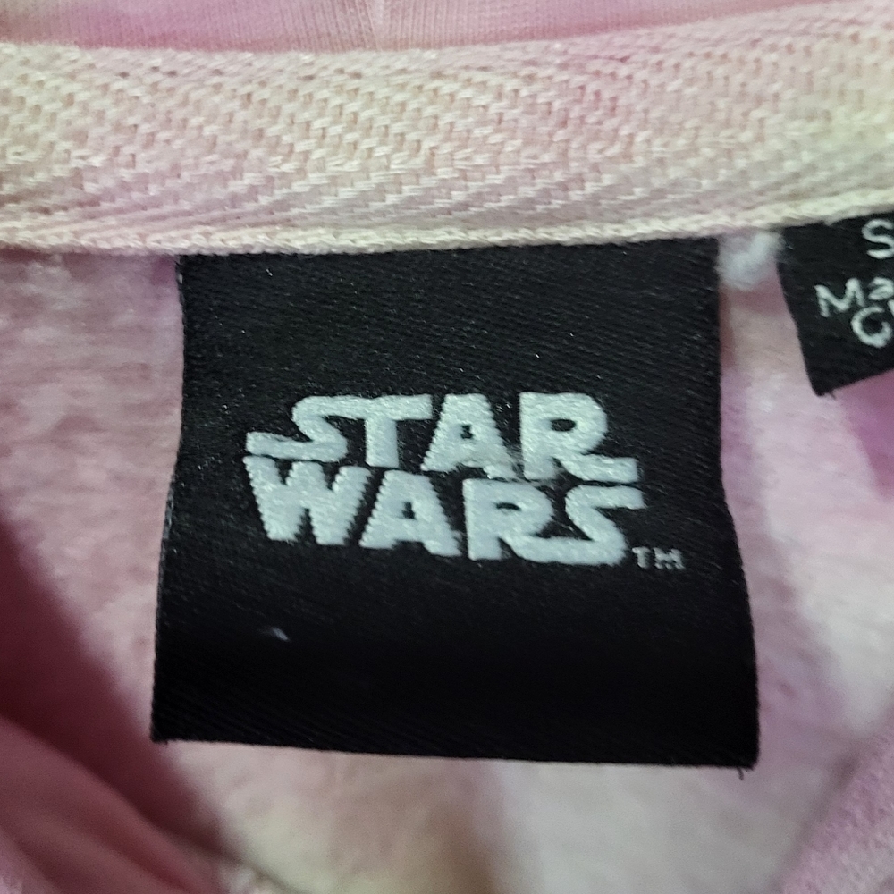 Star Wars Women's Pink Semi-Crop Tie-Dye Pullover Hoodie Size Small/Medium EUC - Picture 3 of 15